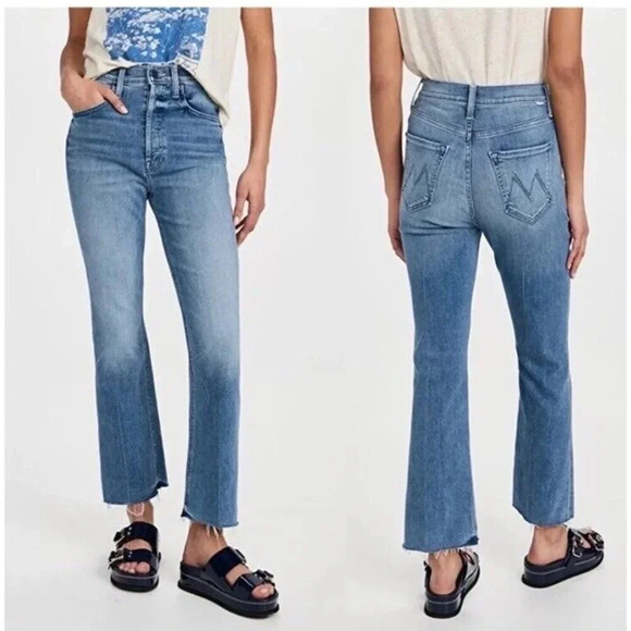 MOTHER The Tripper Ankle Fray Straight Leg High Rise Jeans in We The Animals 25 - Picture 1 of 14